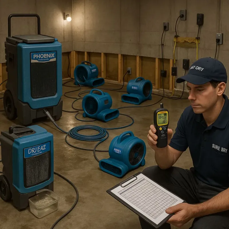 Structural Drying and Dehumidification process in Norris City, IL